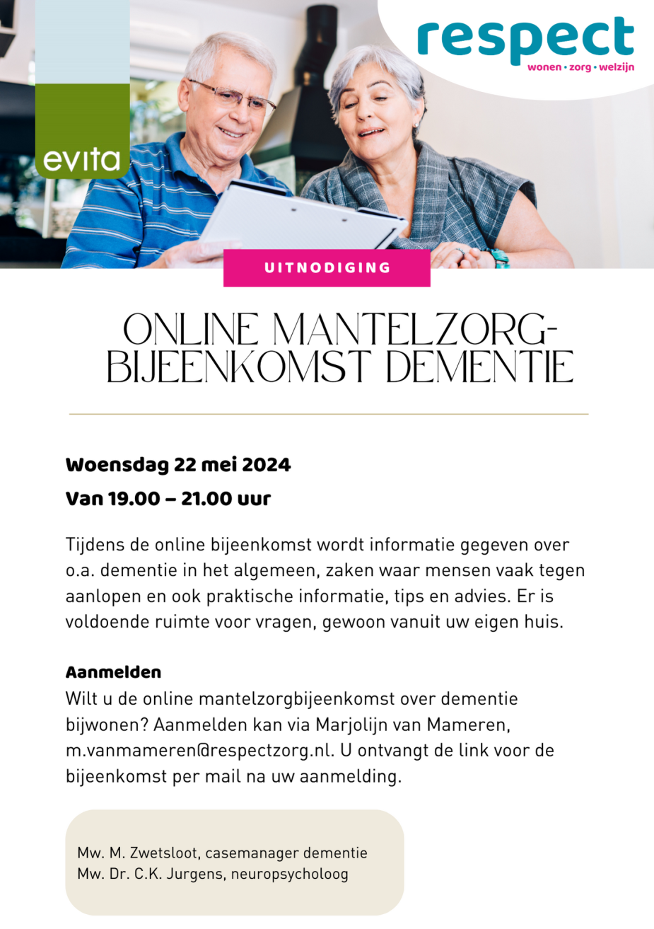 Uitnodiging online mantelzorgbijeenkomst