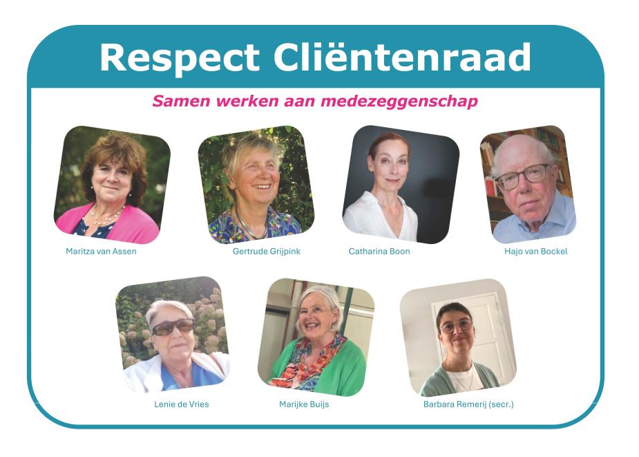 Samenstelling Respect Cliëntenraad. 